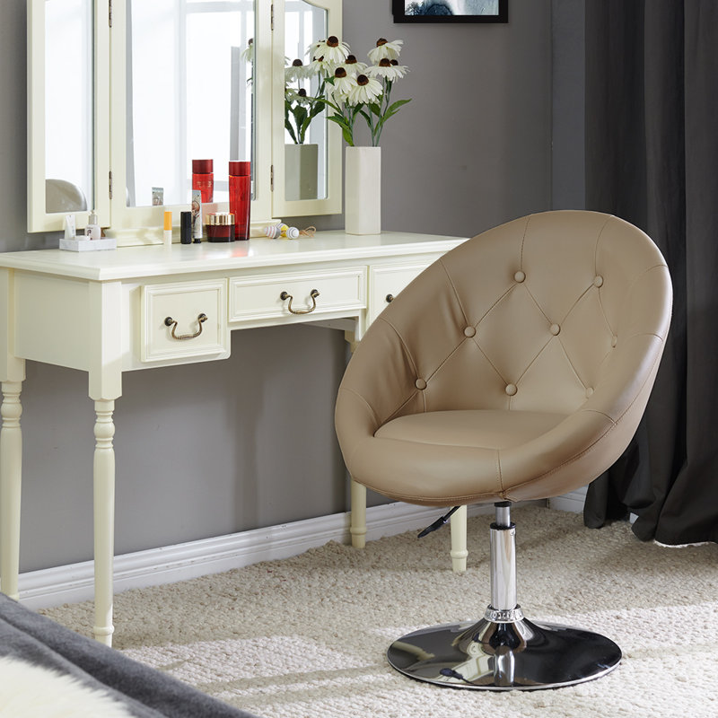 Latasha Faux Leather Swivel Barrel Chair, Brown