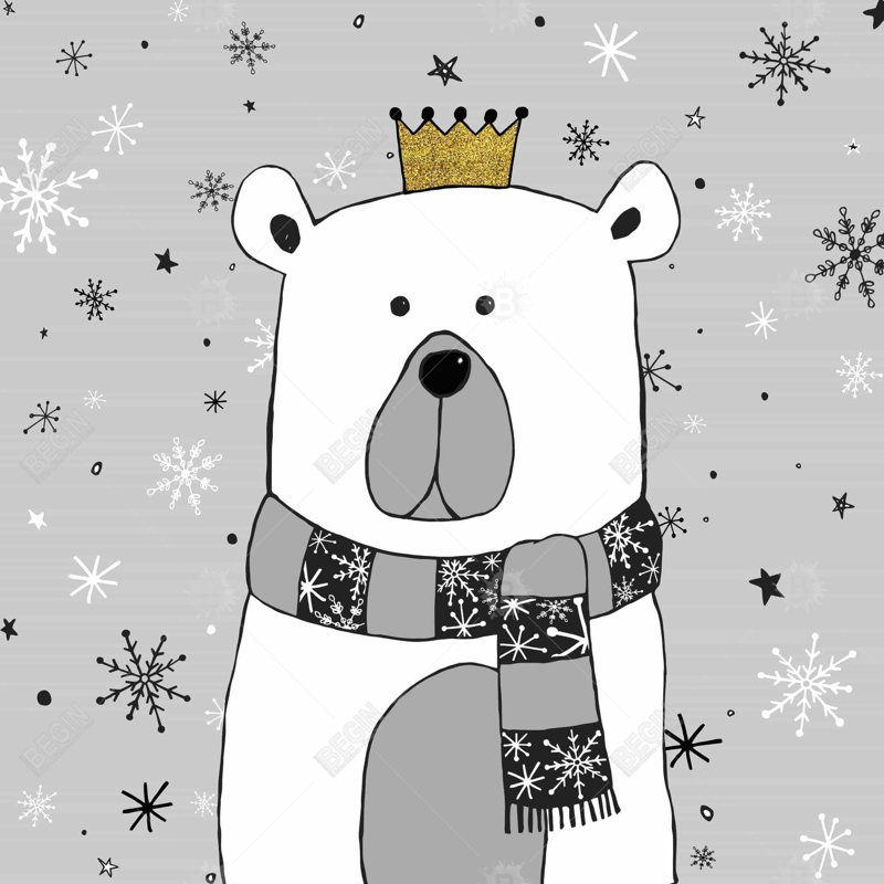 Beautiful Bear Gray Framed Canvas | Livingroom Wall Art Decor