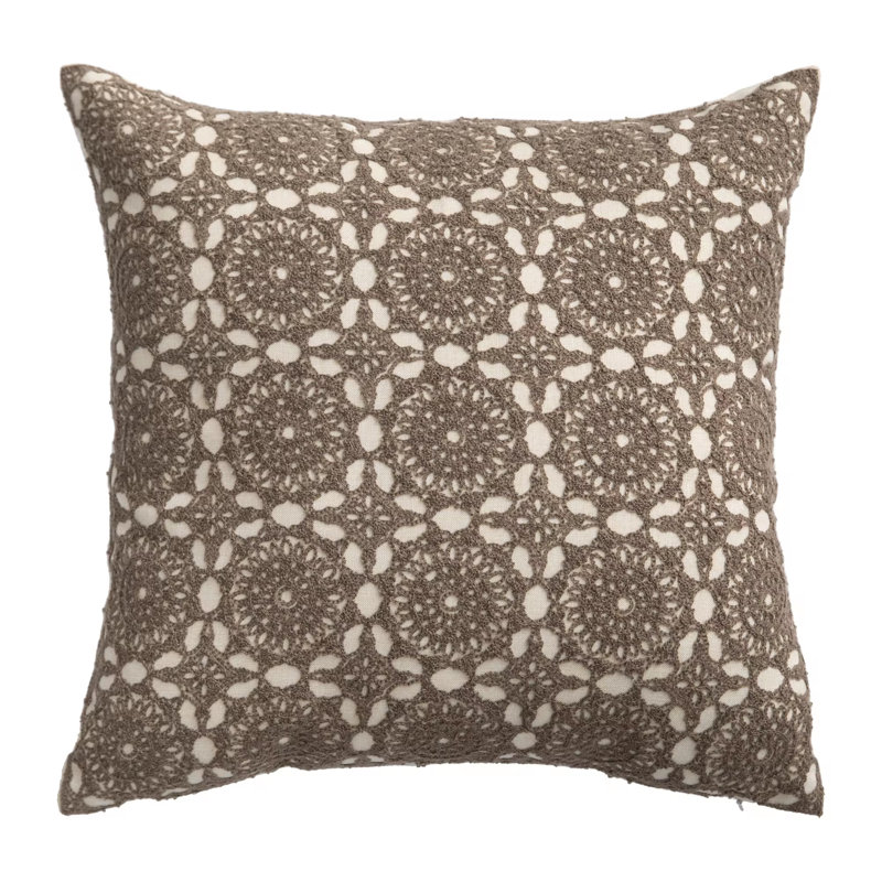  Housse de coussin géométrique, Motif géométrique brun, H 18 po x l 18 po, Carré