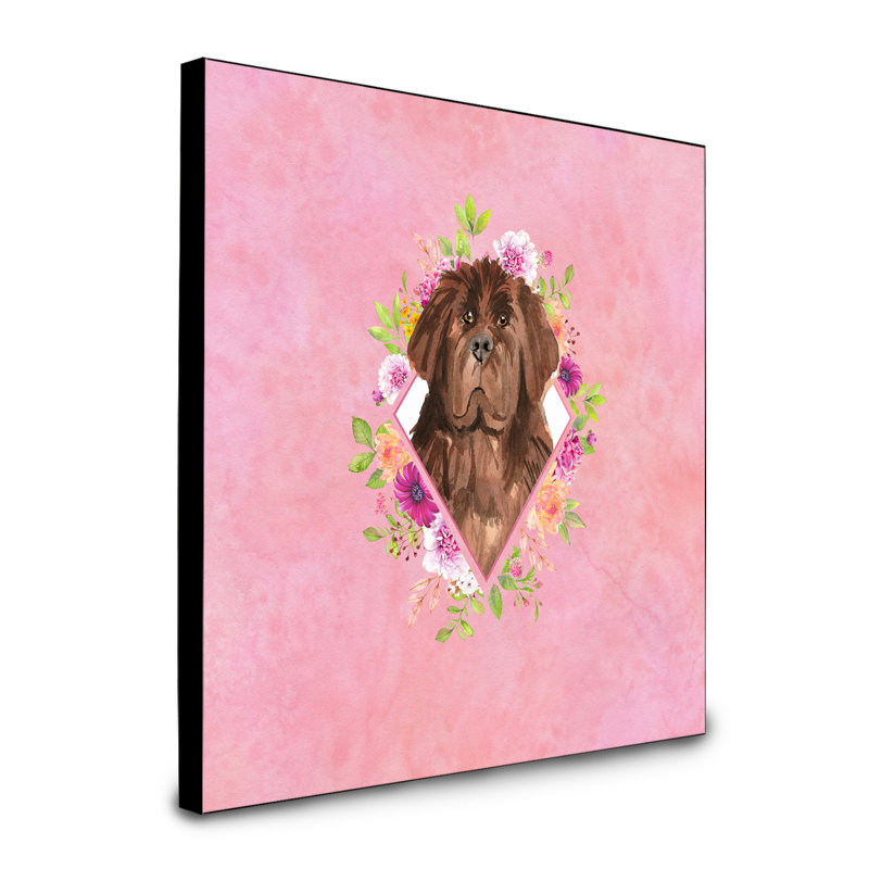 Panneau mural Dollman Flowers, Rose, Terre-neuve brun