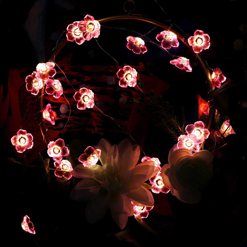 Flower String Lights,Pink Cherry Blossom String Lights