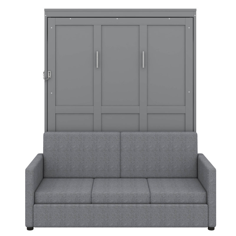 Lit escamotable double mural avec coussin moelleux
