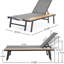Chaise longue d'extérieur en aluminium avec table d'appoint imperméable à l'eau et à éclats, siège réglable, matériau en maille, cadre en bois à grain de profondeur de 77 pouces pour l'extérieur, gris noir,