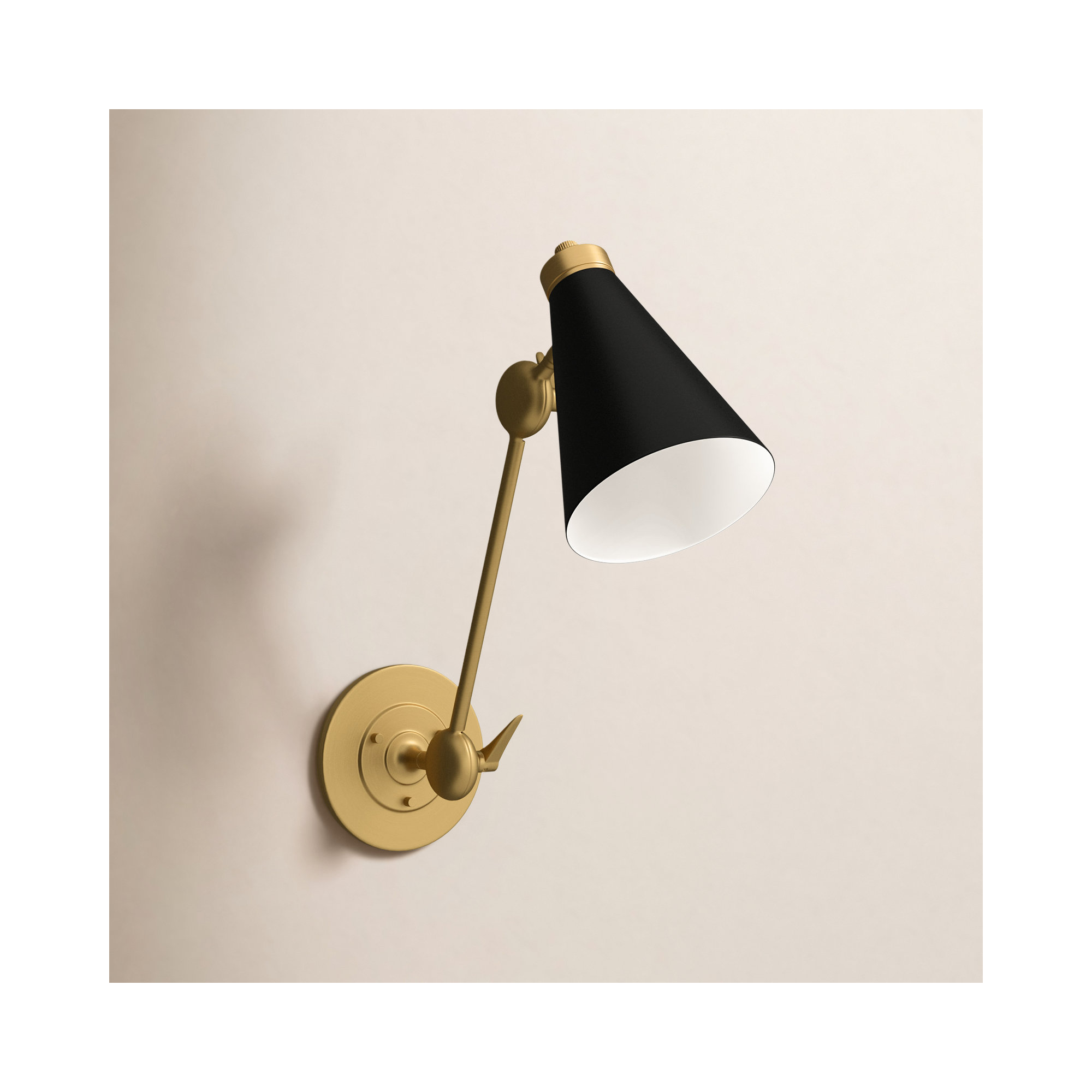 Reece Single Light Dimmable Swing Arm Sconce, Gold, Black