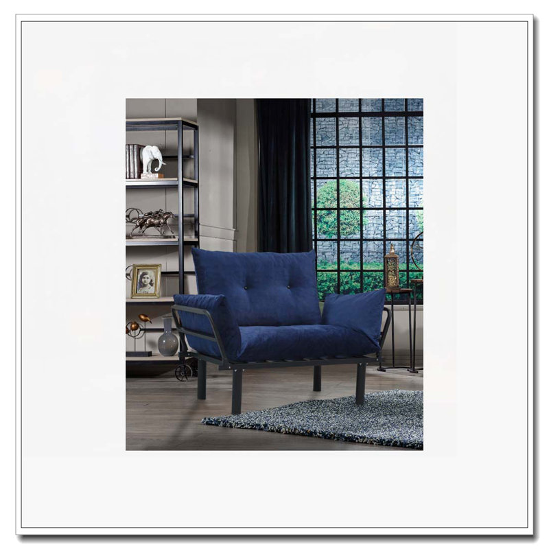 Blue Futon Loveseat(Metal Main Material), Blue