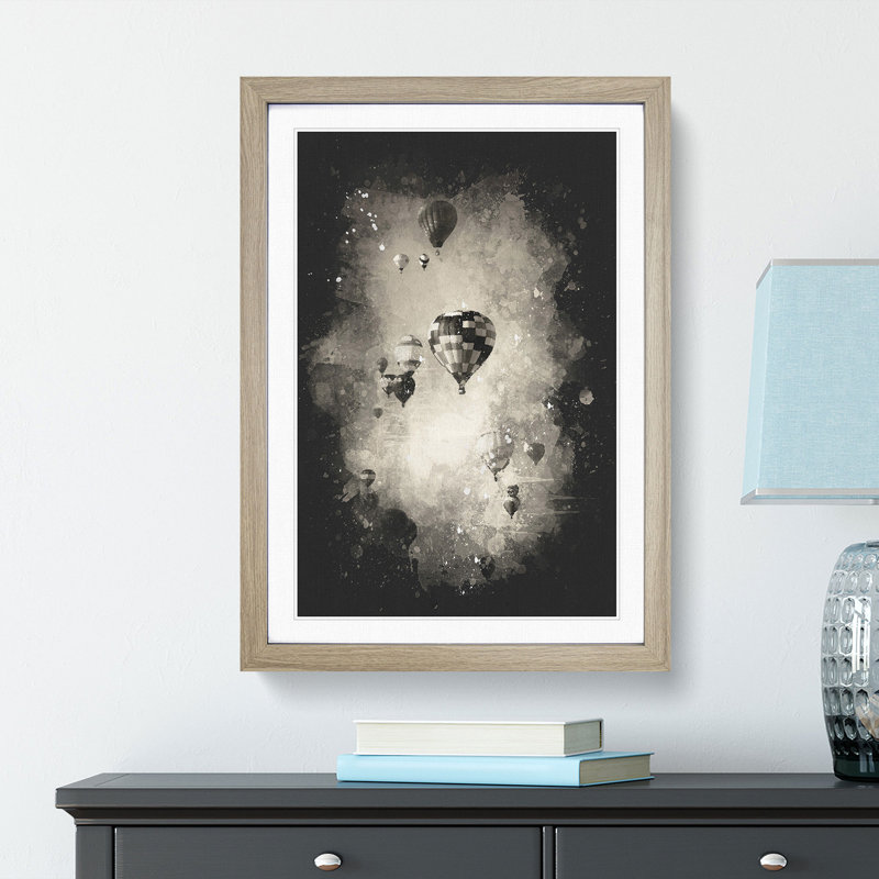 Taking a Hot Air Balloon Ride - Framed Print, 45cm H x 33cm W x 2cm D, Oak Framed