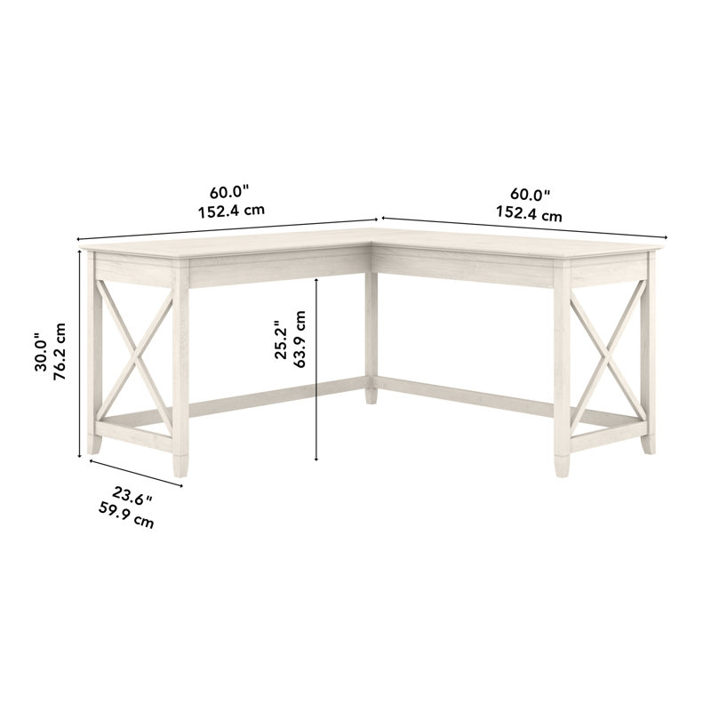 Ovia 60W L Shaped Desk, Linen White Oak