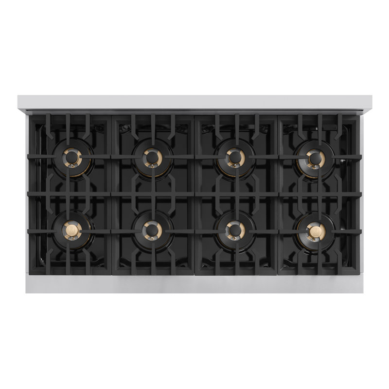 ZLINE 48 in. Classic Gas Range with 8 Burner DuoPro Cooktop and Dual Ovens with White Matte Doors, Natural Gas/Liquid Propane