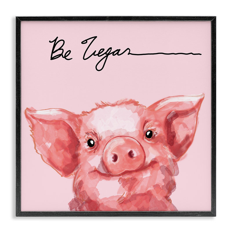 «Be Vegan Cute Pig», estampe numérique par Stella Chang, H 12 po x l 12 po, Giclée encadrée noir minuit