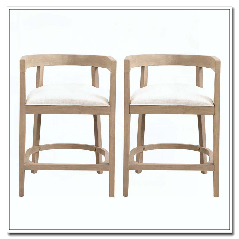 Tabouret de comptoir en bois d'hévéa, Chêne