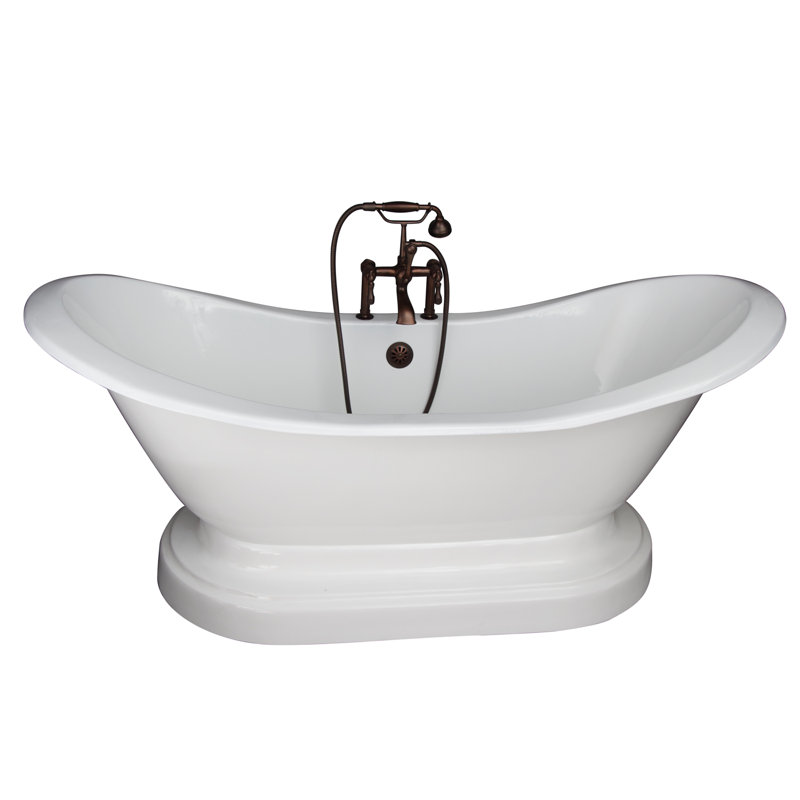 72 " L x 30 " W Freestanding and Mounting / Installation Required Soaking Cast Iron Bathtub with Faucet, Oil Rubbed Bronzed