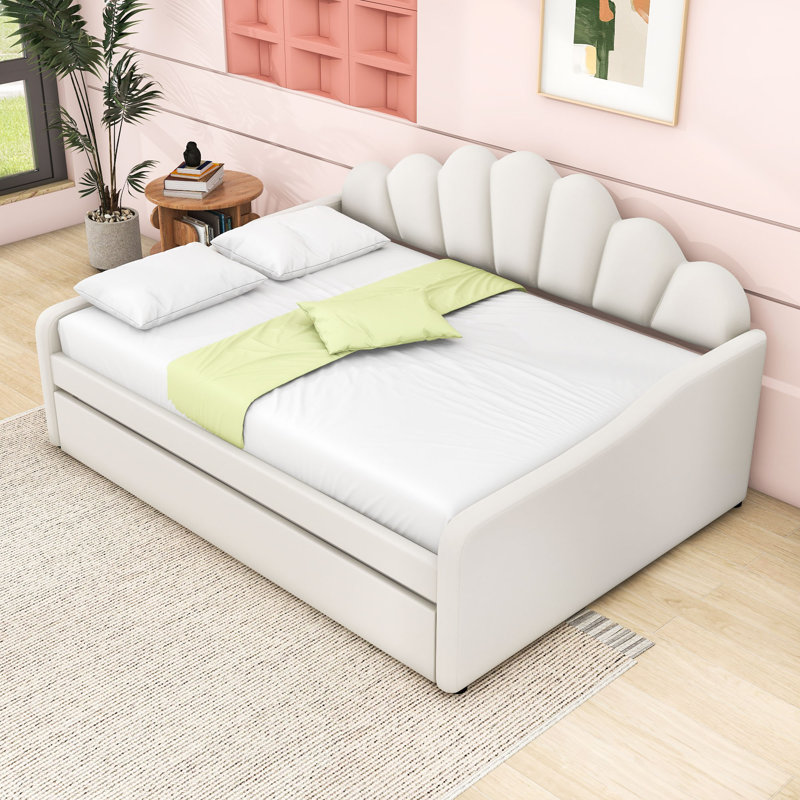 Melissia Full Upholstery Daybed Frame with Trundle, White