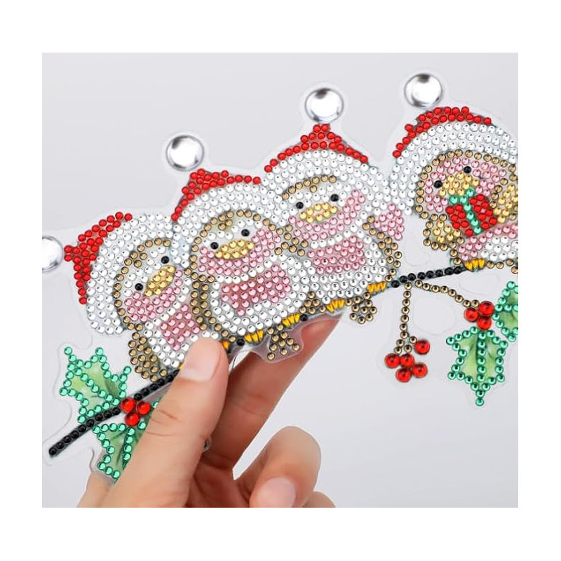 Andrue  5D DIY Christmas Robins on Branch Diamond Painting Kit Rhinestone Acrylic Hanging Ornament Decoration Approx 22cm x 12.5cm