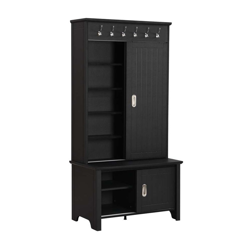 Banc de rangement pour chaussures autoportant, Noir, noir, noir, noir