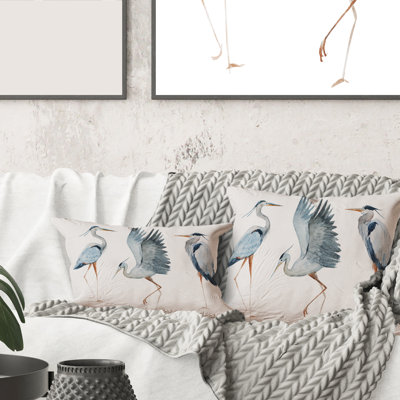 Heron Birds II - Traditional Printed Pillow