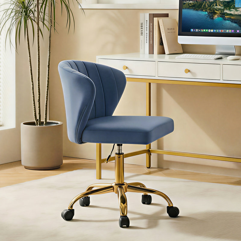 Adelynn Ergonomic Task Chair with Tufted Back, Slate Blue
