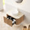 Meuble-lavabo pour salle de bain 30 po, lavabo vasque rond en céramique blanc, comptoir en pierre frittée de haute qualité, armoire de rangement en contreplaqué de 18 mm d'épaisseur avec grain de bois naturel et système de tiroir à fermeture en douceur 30 po,