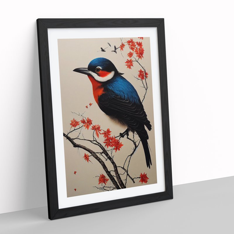 Attractive Bird - Single Picture Frame Print, 64cm H x 46cm W x 2cm D, Black Framed