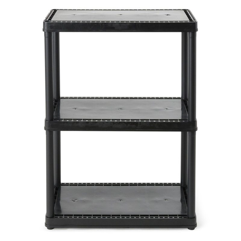 Black 24'' 3-Tier Plastic Storage Shelving Unit