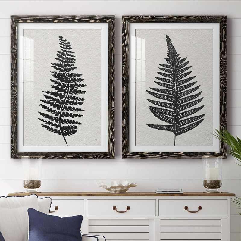 «Forest Fern III», reproduction de cadre photo sur toile 2 pièces, Noir, H 31,5 po x l 88 po x P 1,5 po