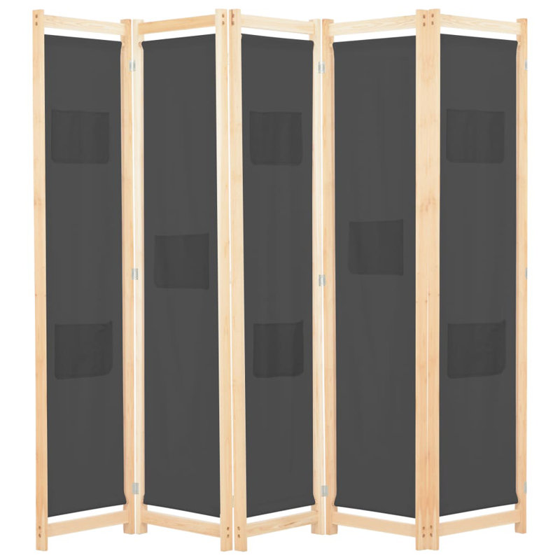 Paravent en tissu crème 47,2 x 1,6 po, 5, H 66,9 po x l 78,7 po x P 1,6 po, Black