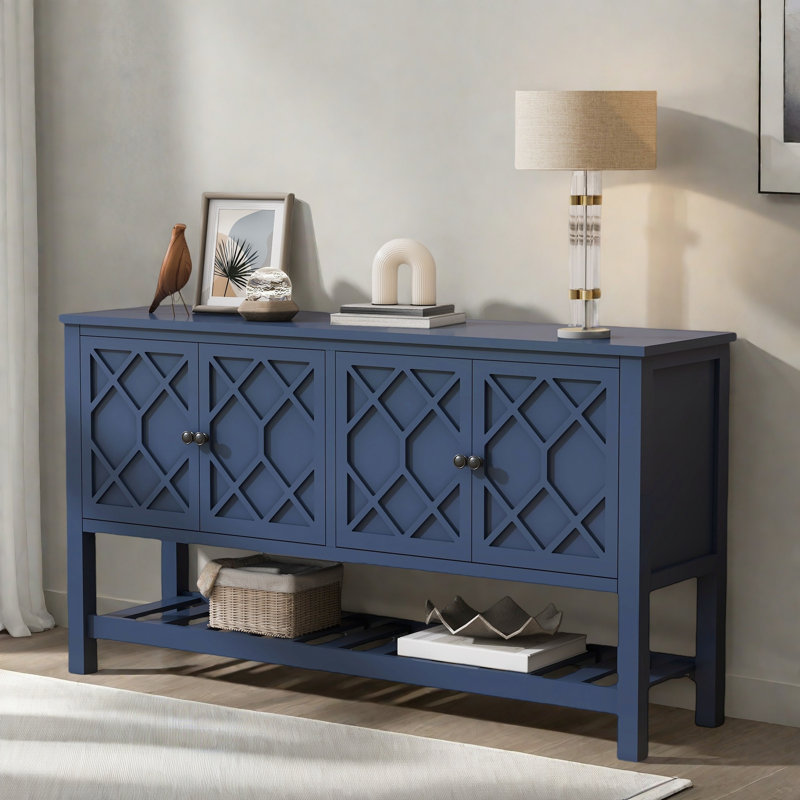 sideboard with Four-door and buttom shelf, Navy Blue