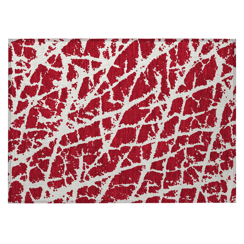 Tapis intérieur antidérapant rouge et blanc 2 pi x 3 pi