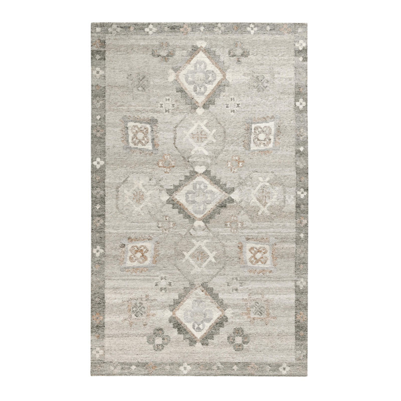 Lukens Hand Woven Recycled P.E.T Geometric Area Rug in Gray/Brown/Ivory, Rectangle 5' x 8'