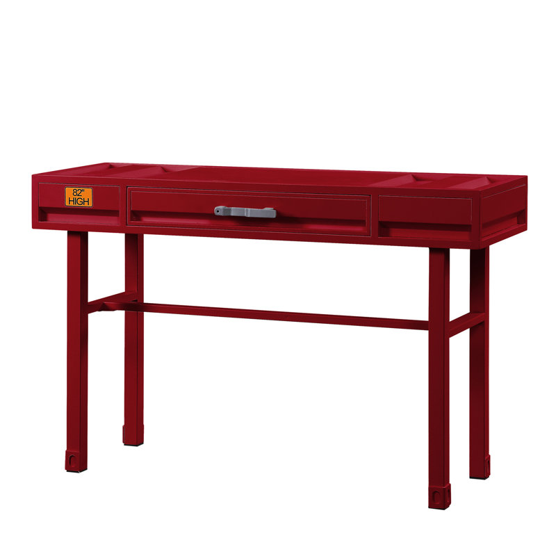 Modern Red Writing Desk With Storage - Metal & Stable Frame Dressing Table For Home Practical
