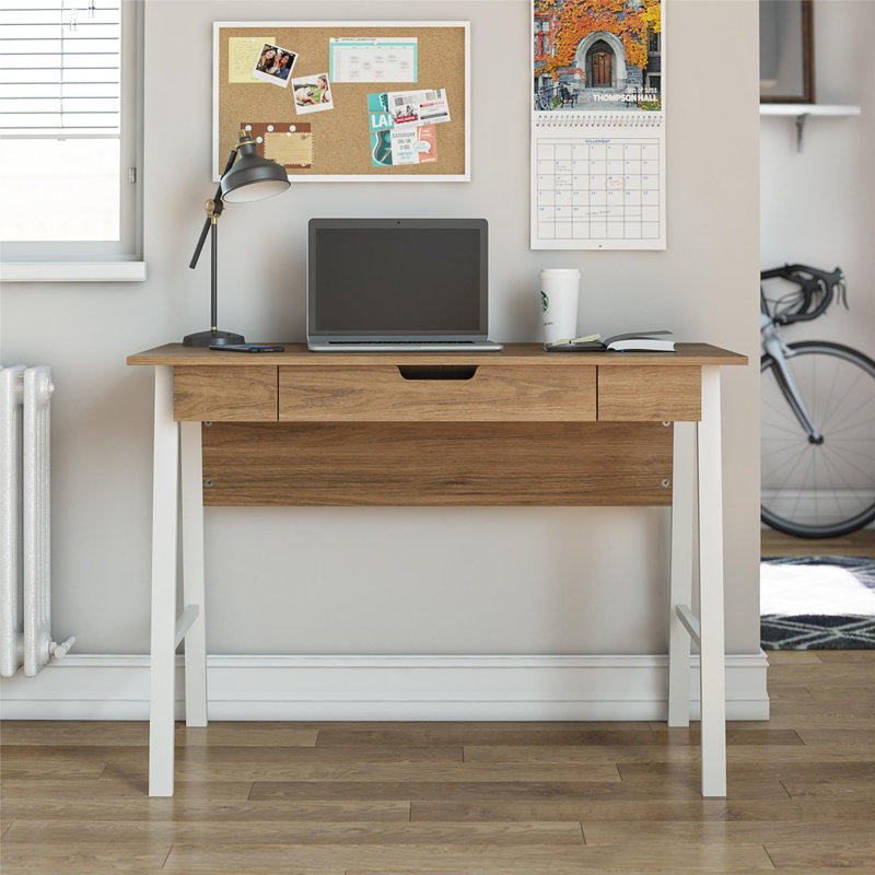 Chanet Writing Desk, Brown/White