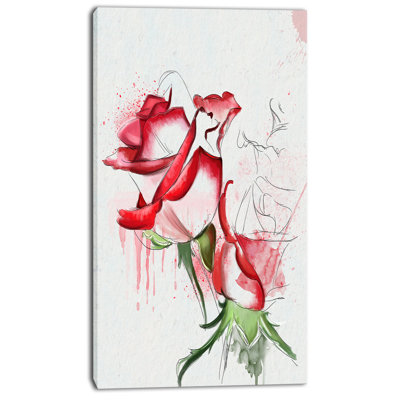 « fantastique roses rouge aquarelle », reproduction d’art sur toile tendue