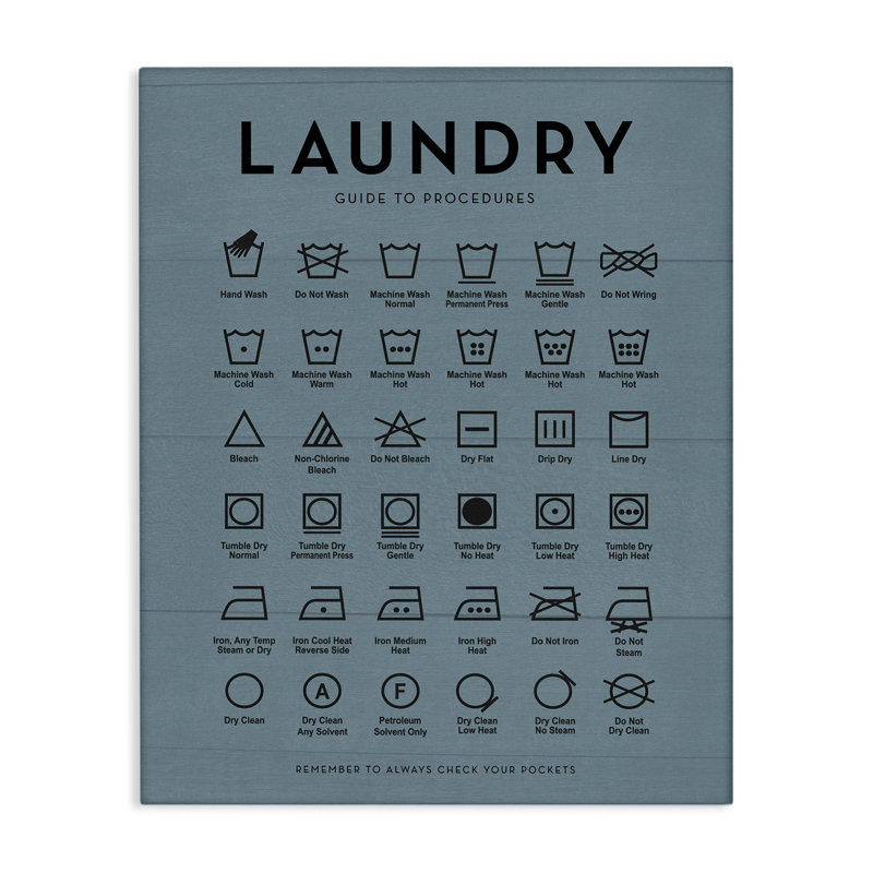 «Laundry Cycles Symbole», art mural sur toile, lettré et doublé, H 40 po x l 30 po