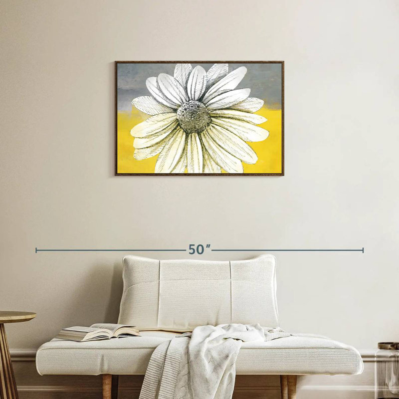 Marguerite sur les couleurs, Cadre flottant en noyer, 31 po x 21 po