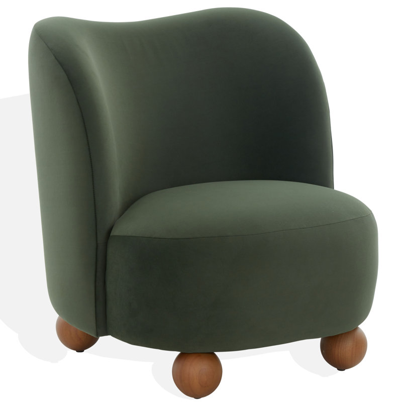 Rodolfo Boucle Accent Chair, Olive Green Velvet