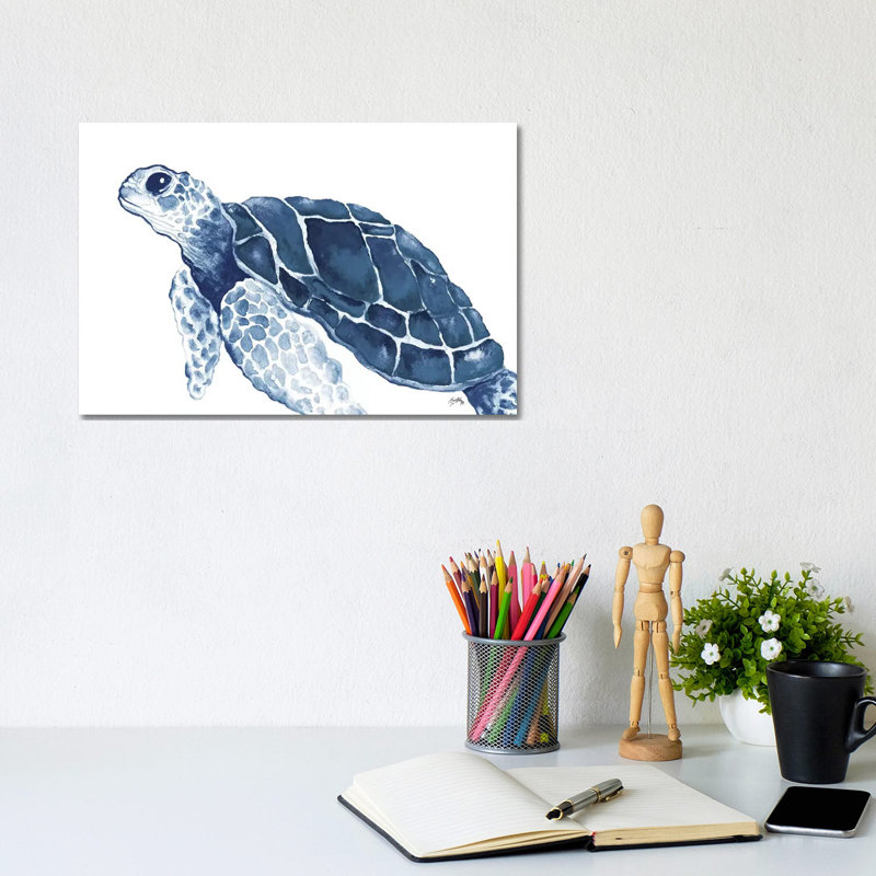 Turtle In The Blues by Elizabeth Medley - Gallery-Wrapped Canvas Giclée on Canvas, Canvas, 20.32 cm H x 30.48 cm W