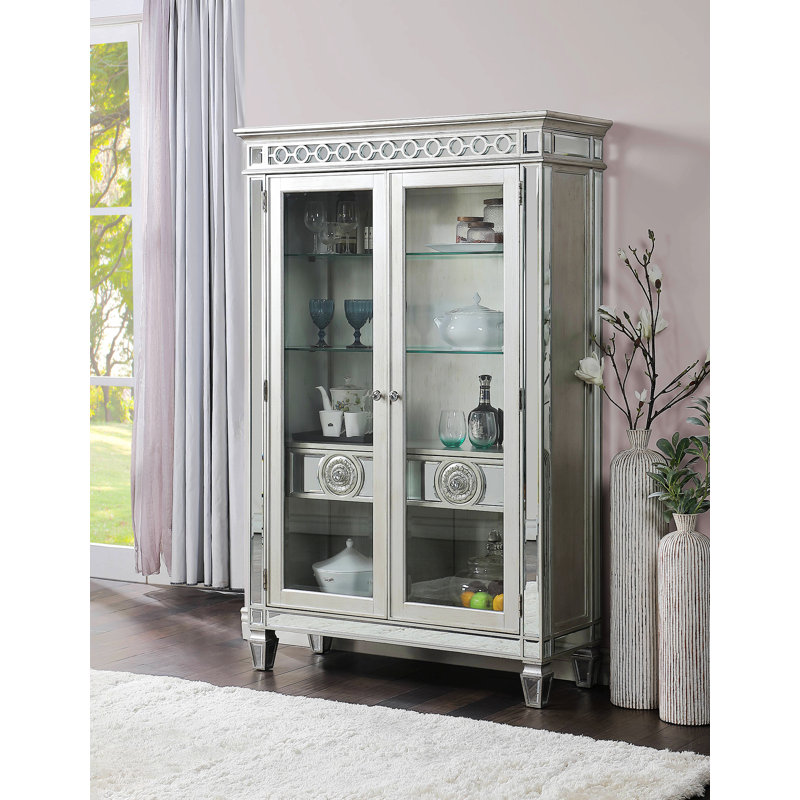 Montana Curio Cabinet in Mirrored & Antique Platinum