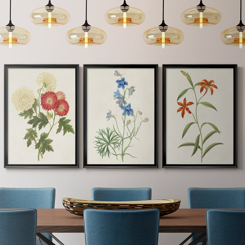 Fleurs des saisons I - Toile tendue avec châssis sur mesure - 3 pièces