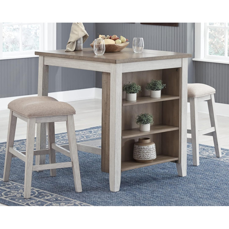 Skempton 3 Piece Counter Height Dining Set, Includes Table and 2 Barstools