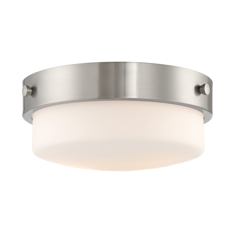 Plafonnier encastré 2 lumières , Nickel, H 6 po x l 13 po x P 13 po