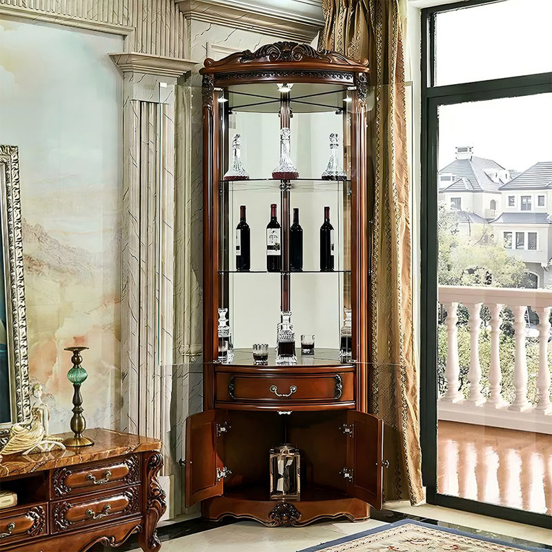 Armoire d'appoint moderne en bois massif en verre brun noisette