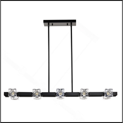 Lustre rectangulaire pour salle à manger, luminaire suspendu linéaire noir 10 lumières Farmhouse, lustre suspendu en cristal moderne pour hall d'entrée, cuisine, chambre à coucher, salon, salle de conférence, maison