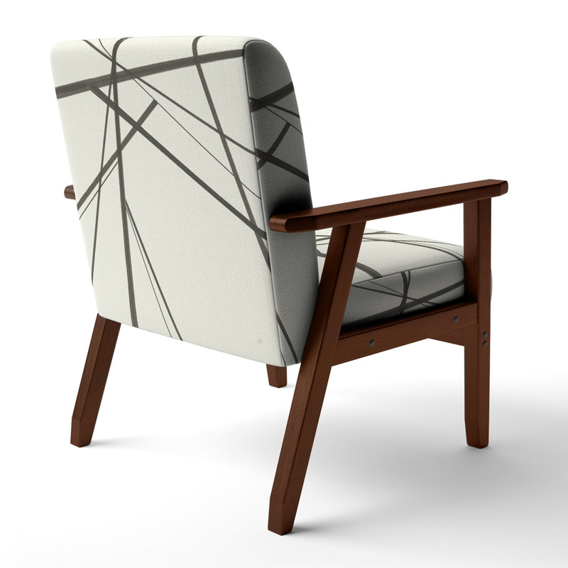 Fauteuil d'appoint rembourré Mackaela - Minimalist Black and White III, Accoudoirs carrés noirs