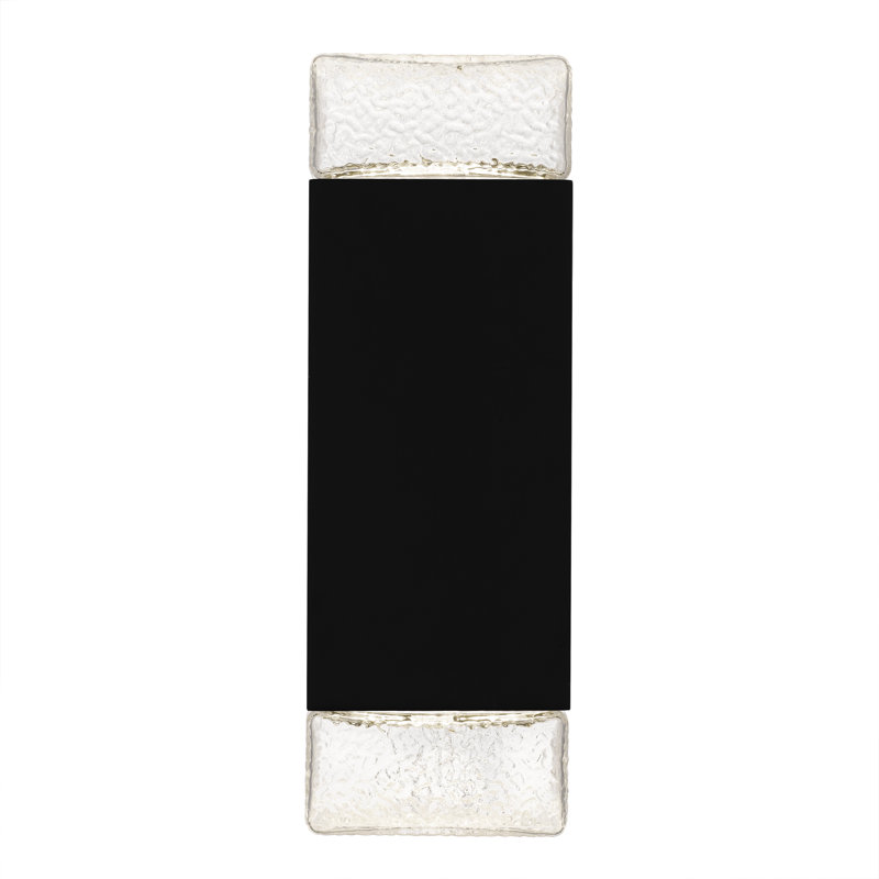 Saxton Integrated LED Matte Black Outdoor Wall Lantern, 14" H x 4.75" W x 5.5" D