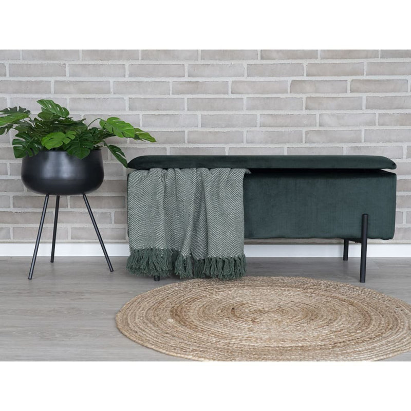 Larina Polyester Upholstered Storage Bench, Green