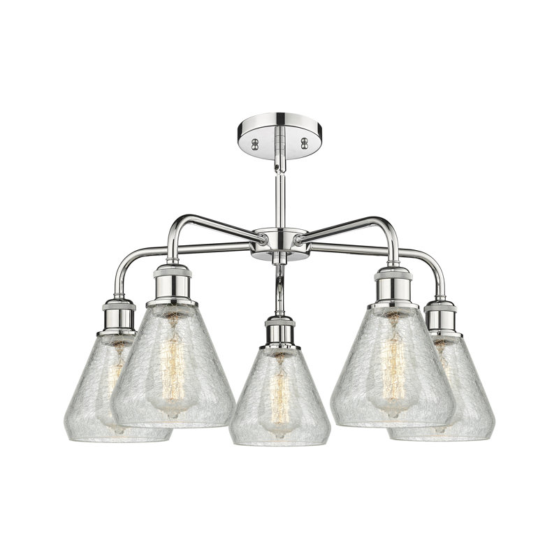 Lustre conique à 5 lumières Kotter, Chrome poli