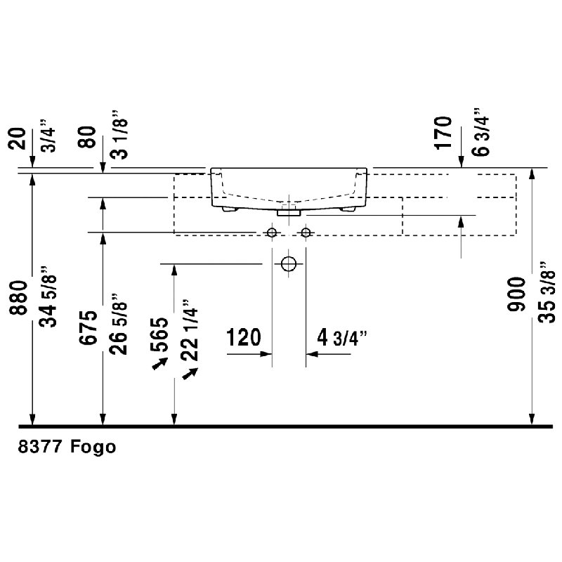Vero Ceramic Rectangular Drop-In Bathroom Sink with Overflow