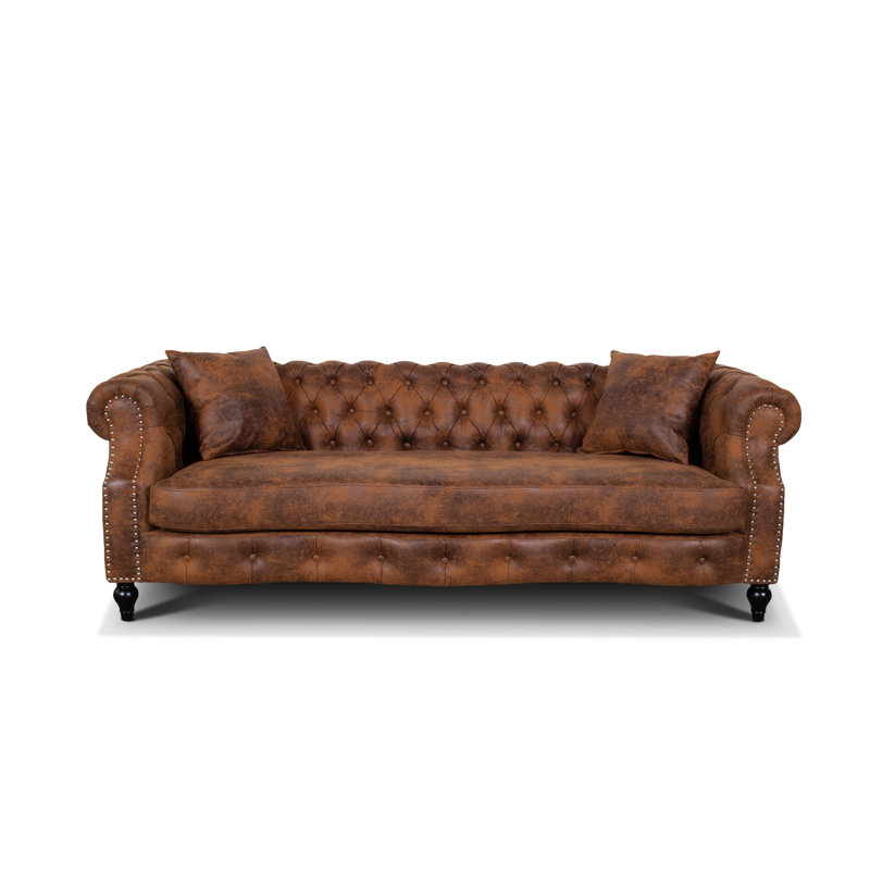 Richmond Mogadore Faux Leather Chesterfield Sofa, Brown, 3