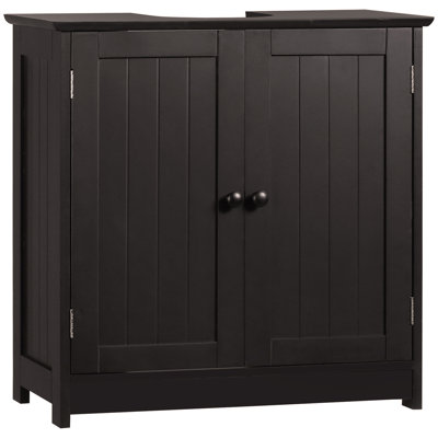 Armoire de salle de bain sous le lavabo avec 2 portes et tablette HOMcom, meuble-lavabo à piédestal