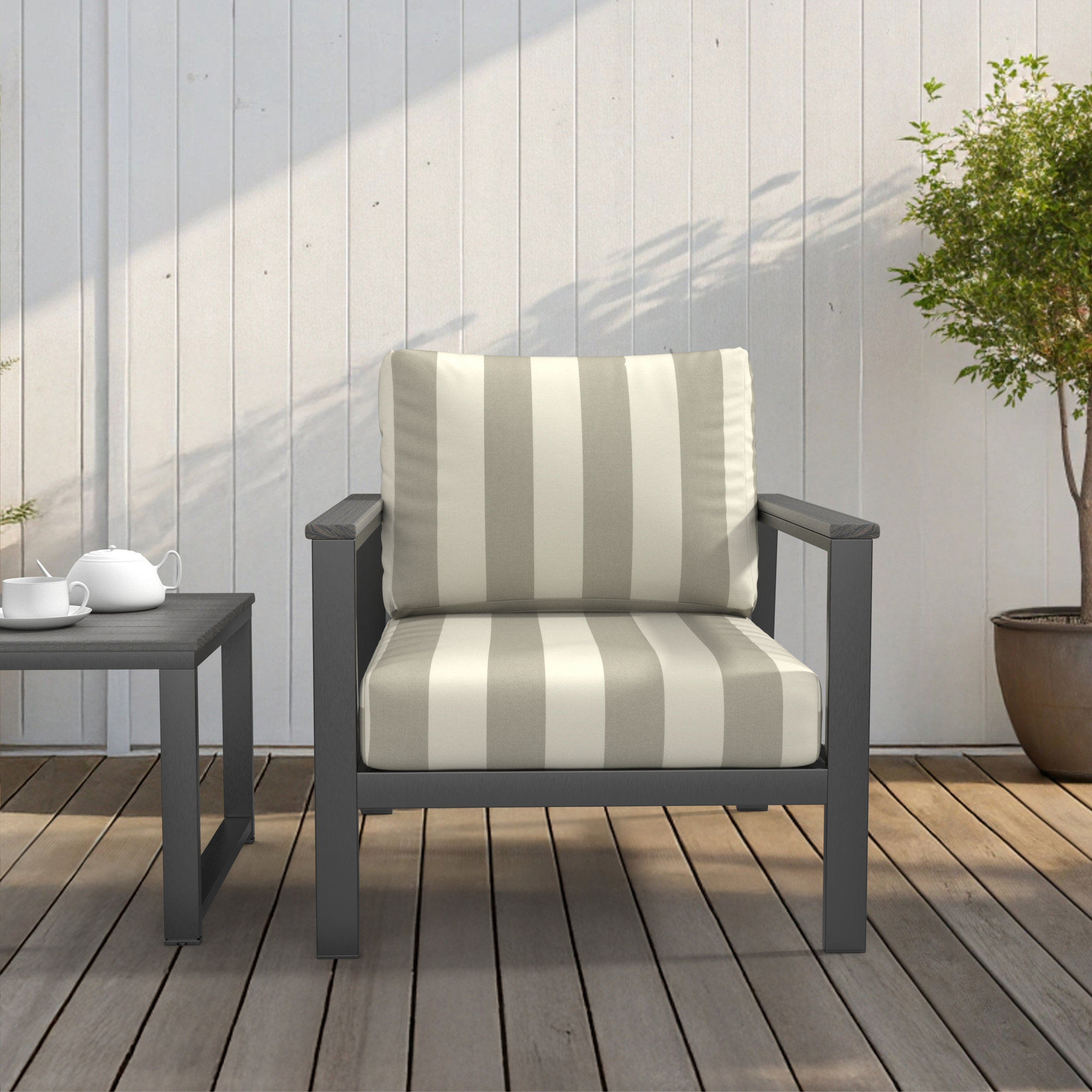 Amala Indoor/Outdoor Sunbrella® Cushion, 24" W x 5" D, Sunbrella Solana Seagull 