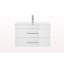 Ce meuble-lavabo mural blanc brillant de 32 pouces avec tiroirs doubles et lavabo à fermeture en douceur crée un espace de salle de bain moderne et minimaliste!-740977355-740977354
